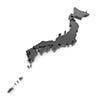 地図｜日本｜黒色｜立体 - 地図｜日本｜フリーイラスト素材